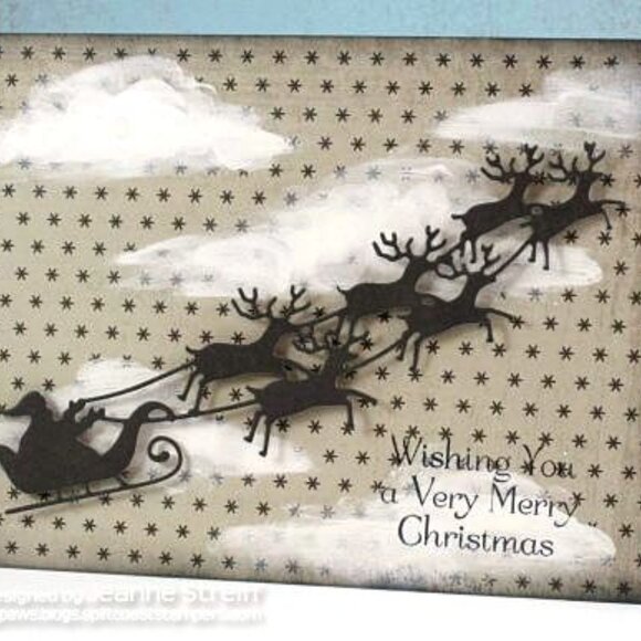 Impression Obsession Santa Sleigh Reindeer Metal Cutting die 5-1/2” x 1-1/2” - Picture 5 of 8